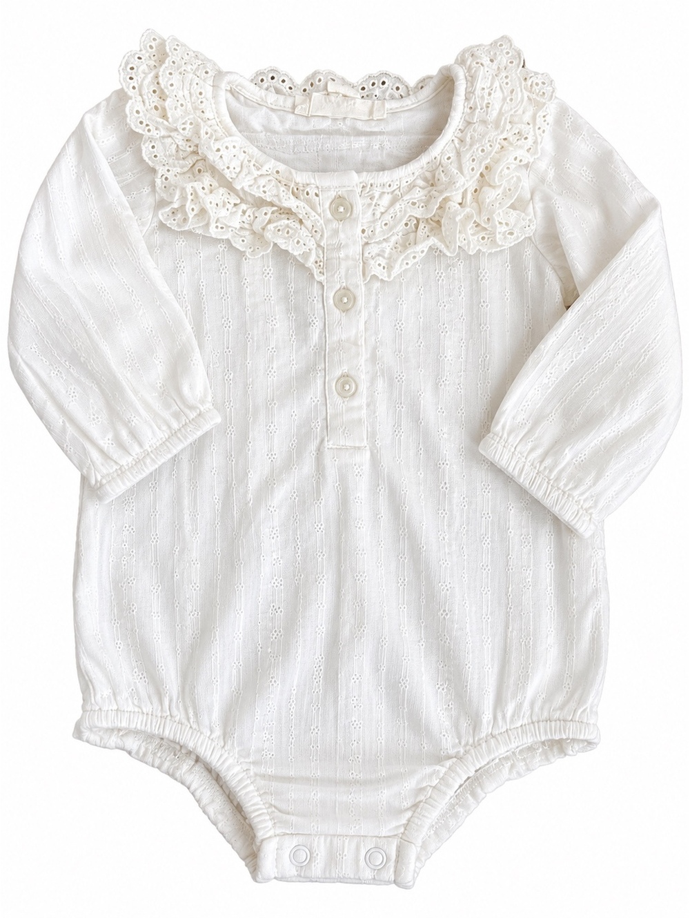 Babycottons Baby Girl White Eyelet Ruffle Romper 9M Fall Holiday